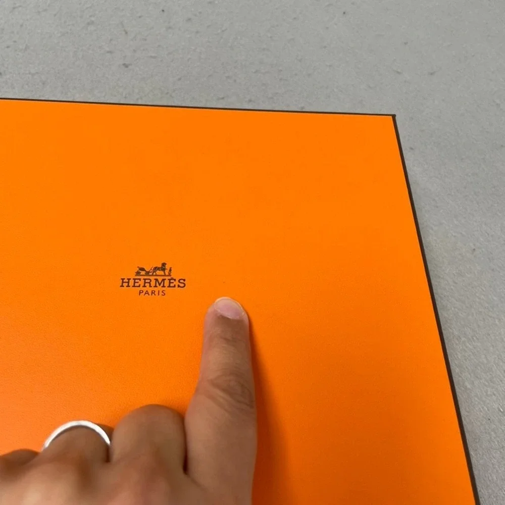 Hermes Empty Box Dust Bag Ribbon Set OS Orange Luxury Packaging 8.75x7x3